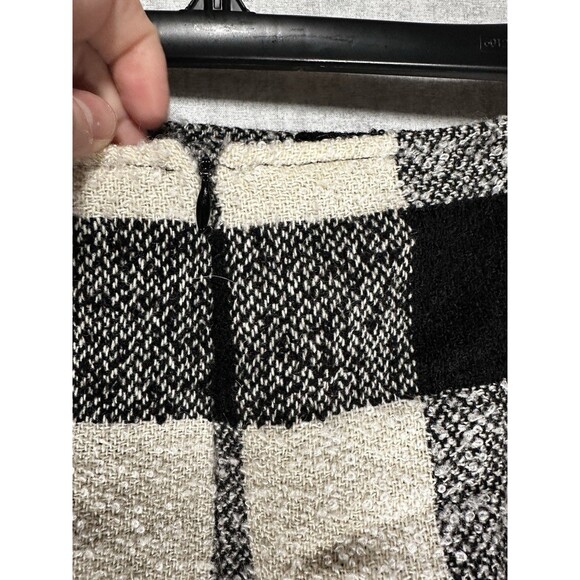 The Limited Pencil Skirt Textured Tweed Black White Plaid Women’s Size 12 Wool - Picture 3 of 6